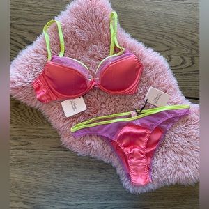 Neon Pink and Lime Green Deadstock NWT Agent Provocateur “Viv” Set